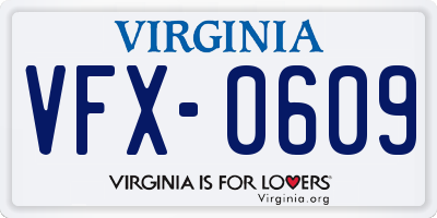 VA license plate VFX0609