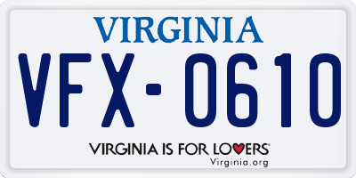 VA license plate VFX0610