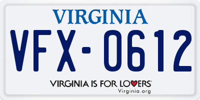 VA license plate VFX0612
