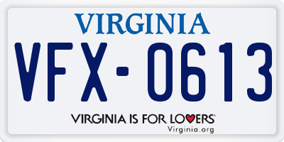 VA license plate VFX0613