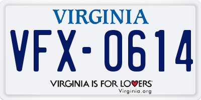 VA license plate VFX0614