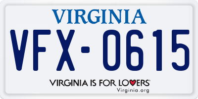 VA license plate VFX0615