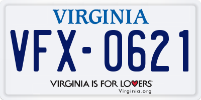 VA license plate VFX0621