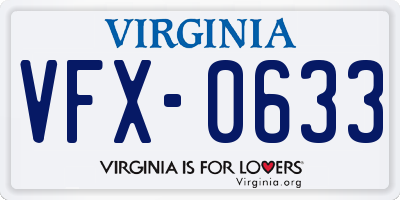 VA license plate VFX0633