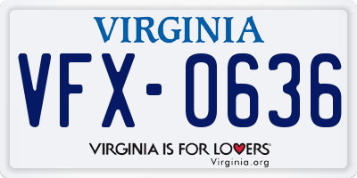 VA license plate VFX0636