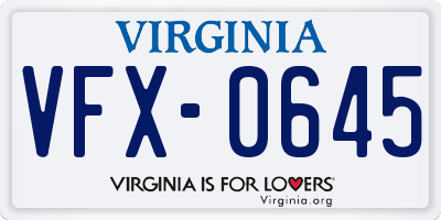 VA license plate VFX0645