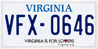 VA license plate VFX0646