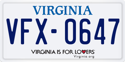 VA license plate VFX0647