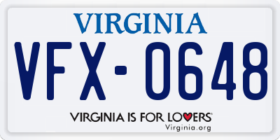 VA license plate VFX0648