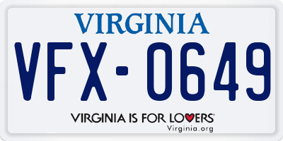 VA license plate VFX0649
