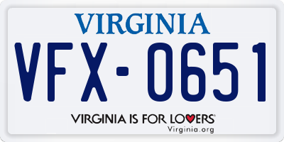 VA license plate VFX0651