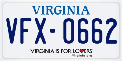 VA license plate VFX0662