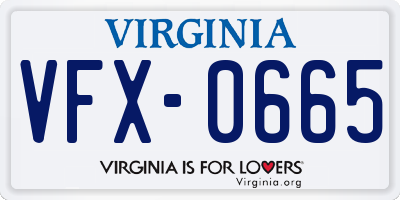 VA license plate VFX0665