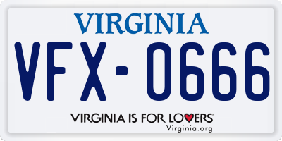 VA license plate VFX0666