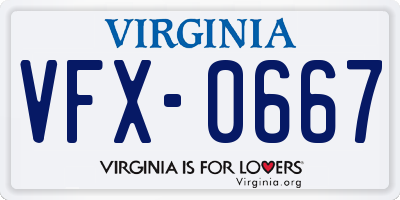 VA license plate VFX0667