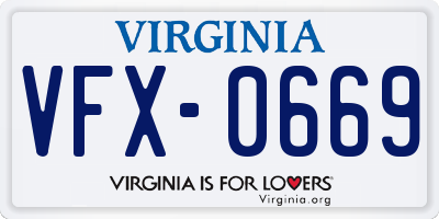 VA license plate VFX0669