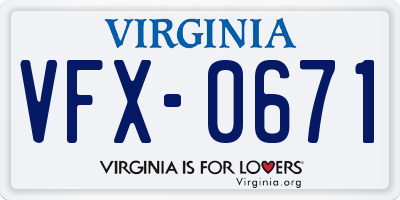 VA license plate VFX0671