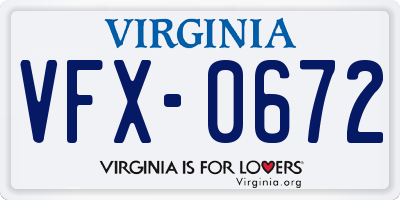 VA license plate VFX0672