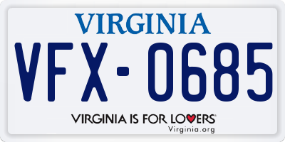 VA license plate VFX0685