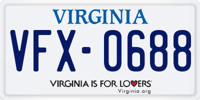 VA license plate VFX0688