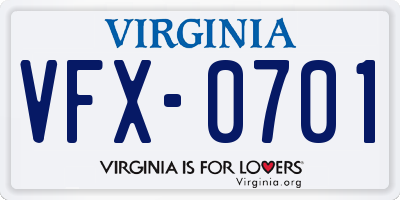 VA license plate VFX0701