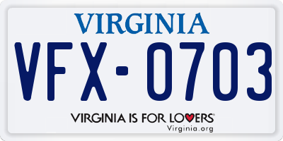 VA license plate VFX0703