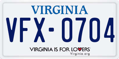 VA license plate VFX0704