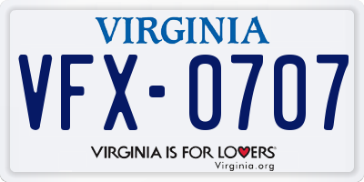 VA license plate VFX0707