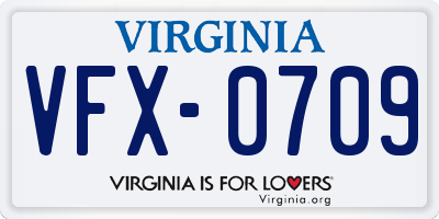 VA license plate VFX0709