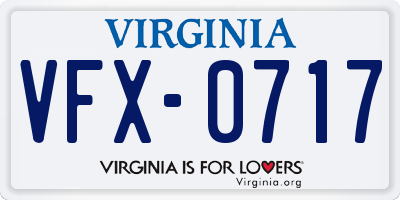 VA license plate VFX0717