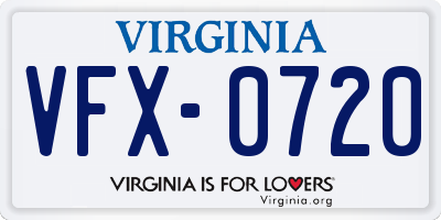VA license plate VFX0720