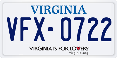 VA license plate VFX0722