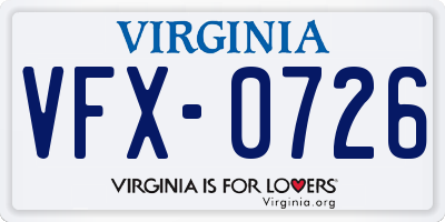VA license plate VFX0726