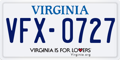 VA license plate VFX0727
