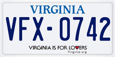 VA license plate VFX0742