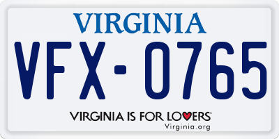VA license plate VFX0765