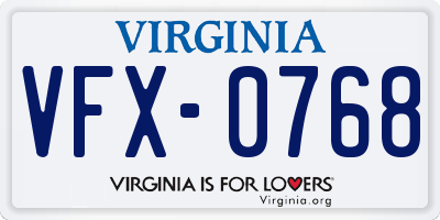 VA license plate VFX0768