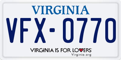 VA license plate VFX0770