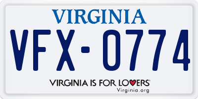 VA license plate VFX0774