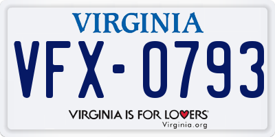 VA license plate VFX0793