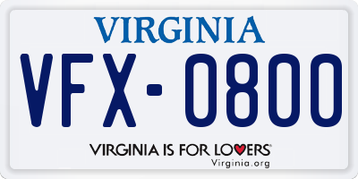 VA license plate VFX0800
