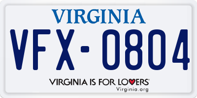 VA license plate VFX0804