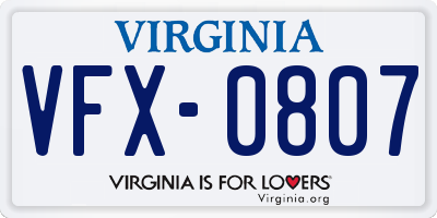 VA license plate VFX0807