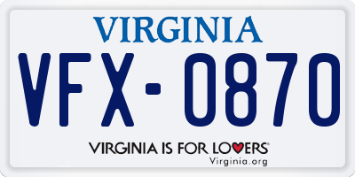 VA license plate VFX0870