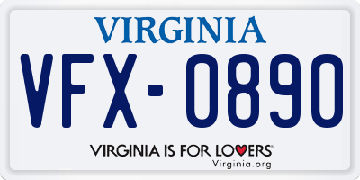 VA license plate VFX0890