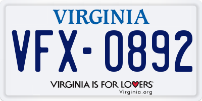 VA license plate VFX0892