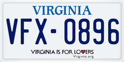 VA license plate VFX0896