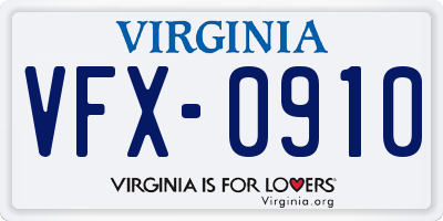 VA license plate VFX0910