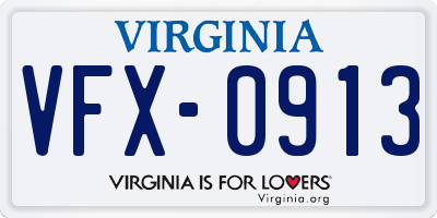 VA license plate VFX0913