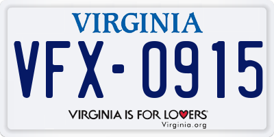VA license plate VFX0915